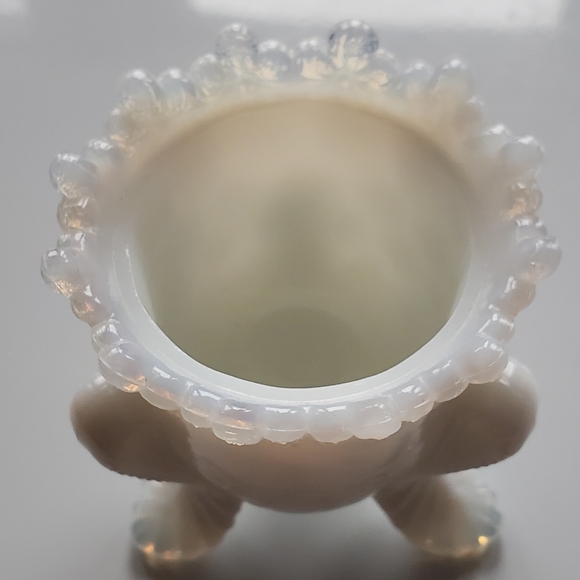 Vntg "Forget Me Not" Milky White Slag Glass Toothpick Holder by Degenhart - Picture 9 of 16